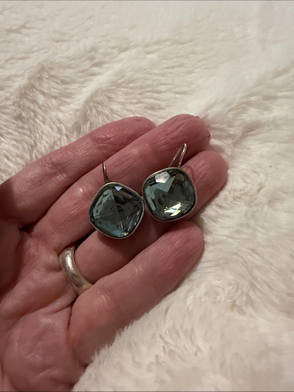 Brighton Sea Glass Green Faceted Cushion Drop Earrings